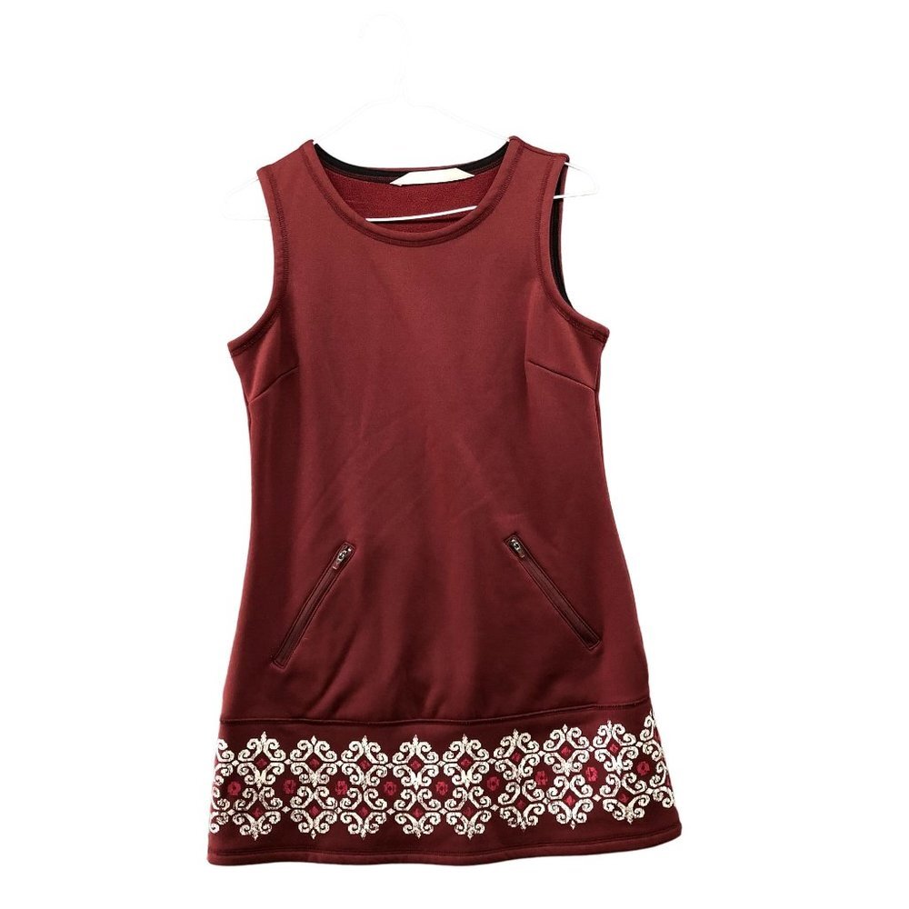 Athleta Athletic Dress XS Sleeveless Scuba Fleece Burgundy Active Fall Winter